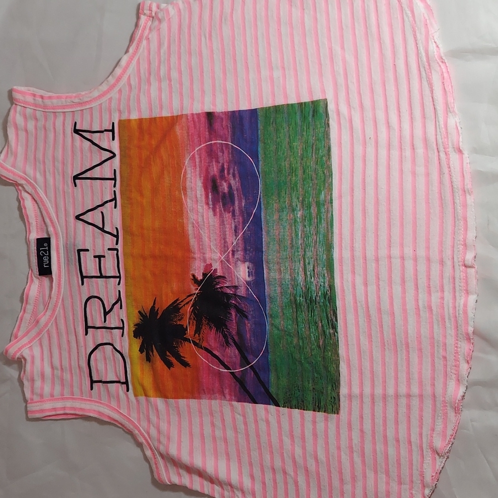 Rue21 Pink Striped Infinity DREAM Loose Tank S